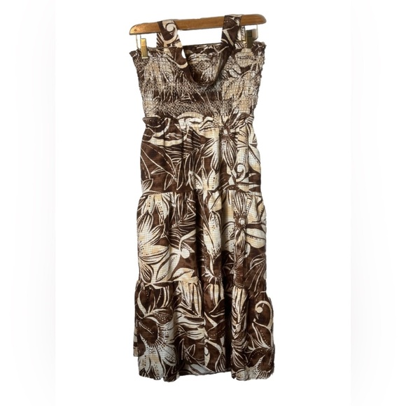 Sam Edelman Jennie Smocked Halter Top 3 Tiered Midi Dress Size M - Picture 5 of 7